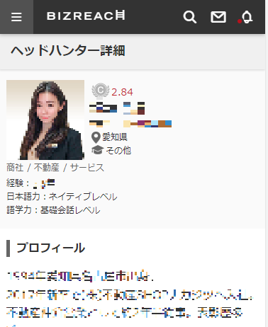 ビズリーチ　美人