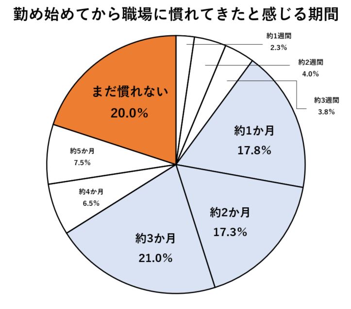 20代の新入社員が職場に慣れるまでの期間