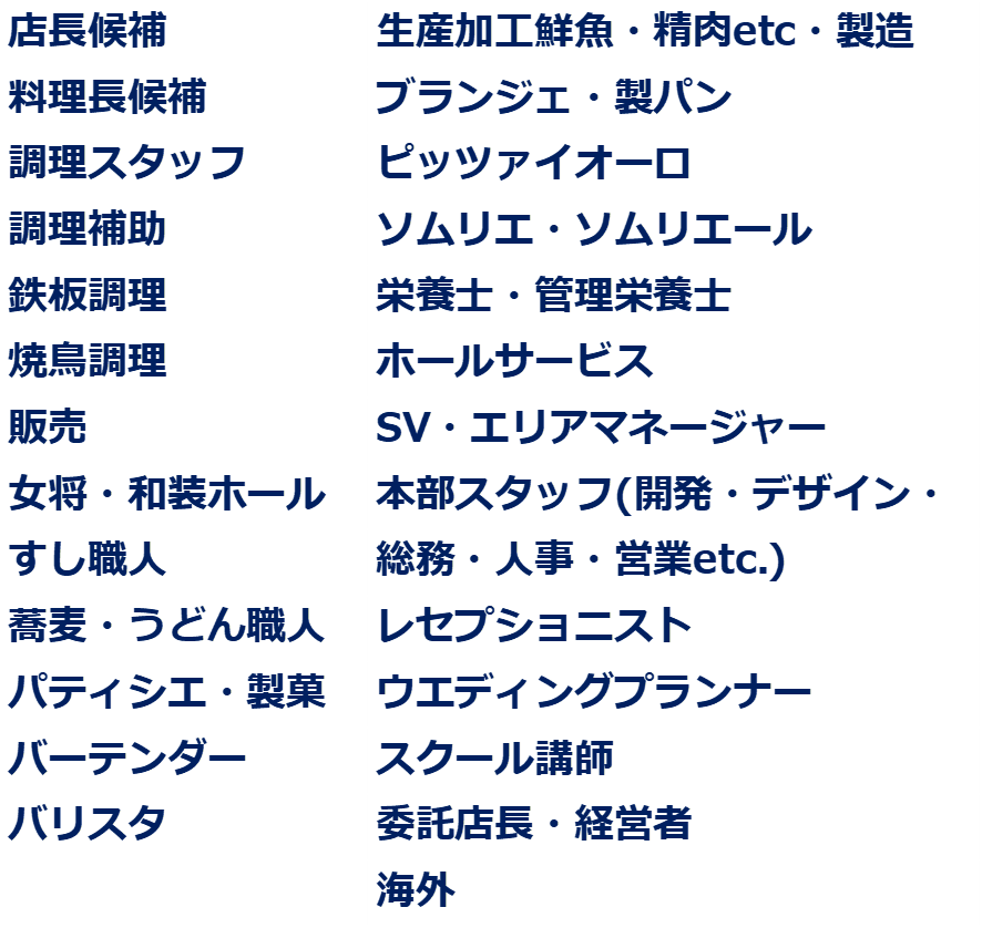 itkで扱っている職種一覧